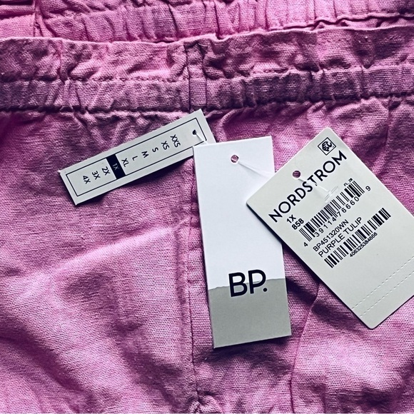 BP gathered linen blend crop tank top purple tulip ruffled square neck size 1X - Picture 8 of 12